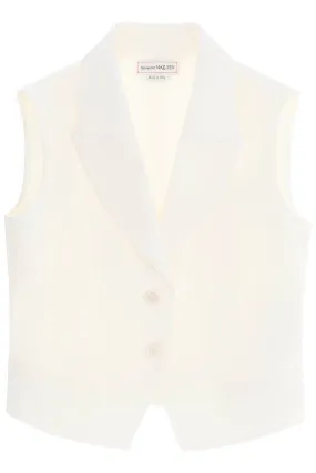 ALEXANDER MCQUEEN cropped viscose twill vest for