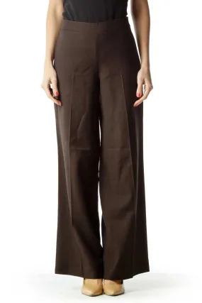 Brown Wide-Leg Work Pant