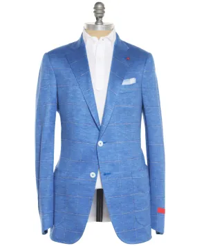 Cobalt and Light Blue Windowpane Stretch Sportcoat