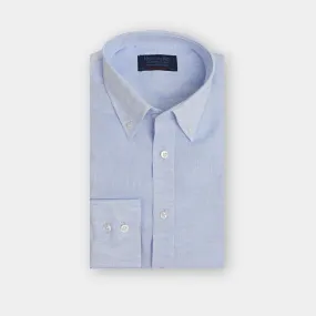 Contemporary Fit, Button Down Collar, 2 Button Cuff Shirt in Sky Blue Linen