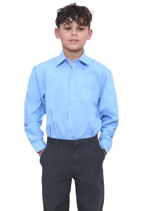 KHIM Kids Boys Full & Half Sleeve School Shirts Plain White & Sky Blue Dress Shirts 5-16 Years