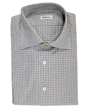 Kiton Dress Shirt White Black Brown Design 40 - 15 3/4 SALE