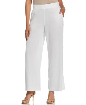 Linen Blend Wide Leg Flat Front Pant