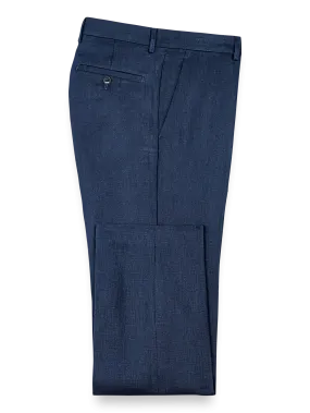 Linen Flat Front Pants - Navy