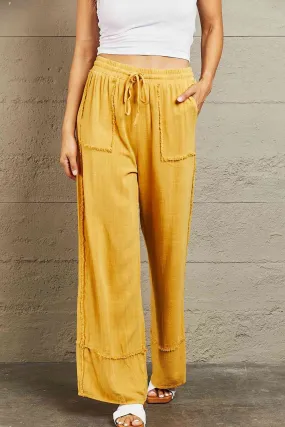 Love Me Full Size Mineral Wash Wide Leg Pants