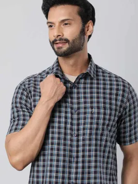 Men Checked Half Sleeve Cotton Shirt