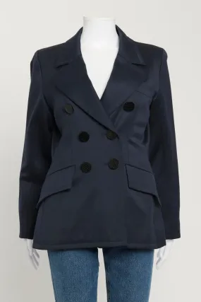 Navy Blue Wool Double Breasted Jacket