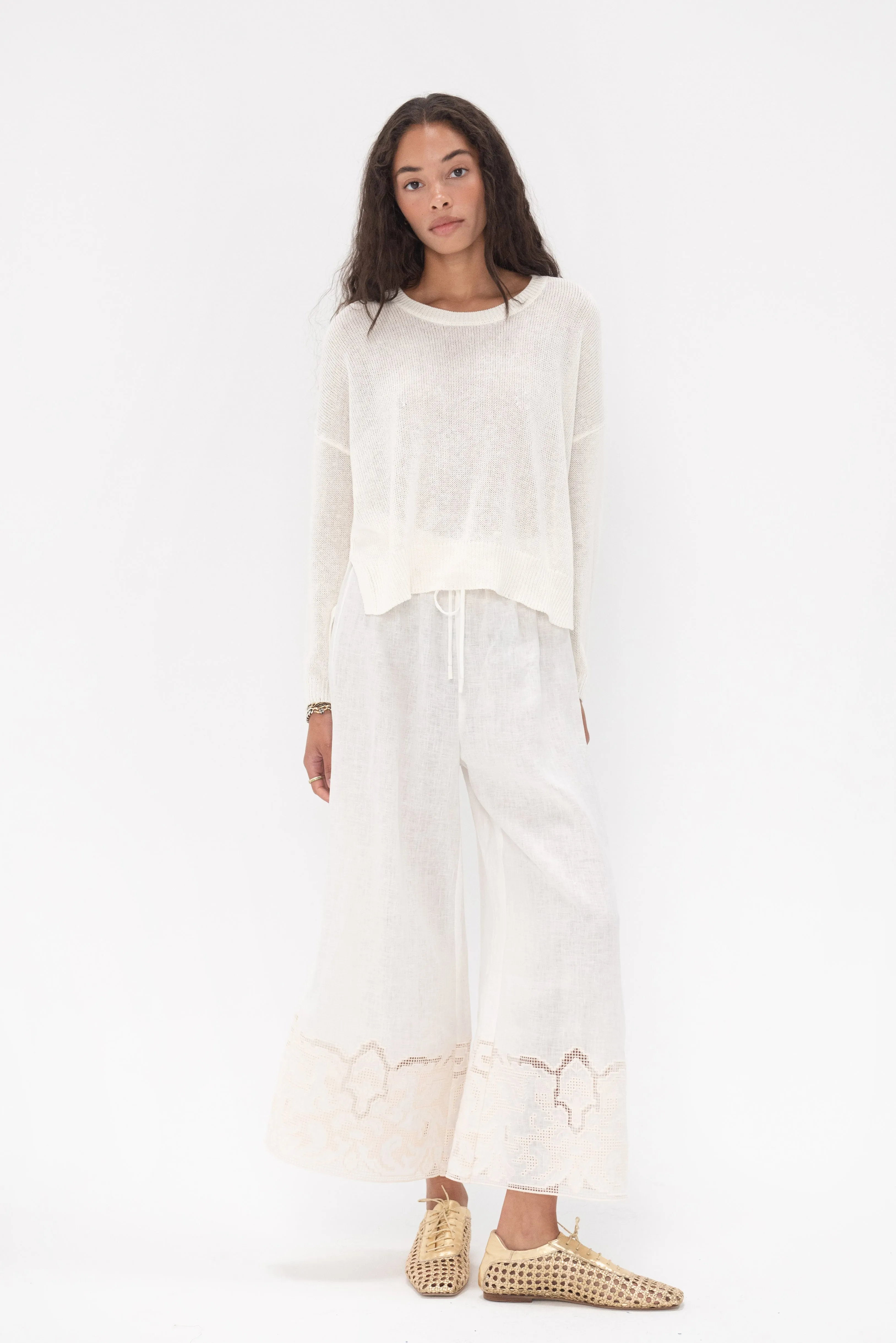 Pegasus Embroidered Pant, Ivory