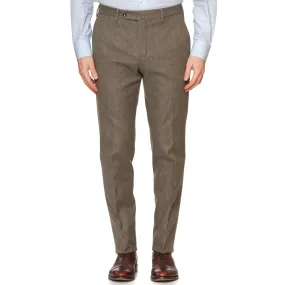 PT01 PANTALONI TORINO "Jacques" Khaki Flannel Twill Cotton Flat Front Pants NEW US 40