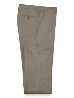 Sharkskin Flat Front Pants - Tan