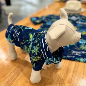 Vintage Print Hawaiian Dog Shirts / Blue［Dog and owner hawaii shirts］